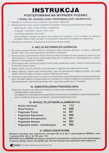 Instrukcja postępowania na wypadek pożaru 